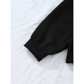 Women'S Casual Sports Fashion Bear Basketball Pattern Crew Neck Sweatshirt Set with Knit Fabric, 100% Polyester Material, Fall/Winter Season, Slight Stretch Fabric, Solid Color Pants - Athletic Loungewear Outfits