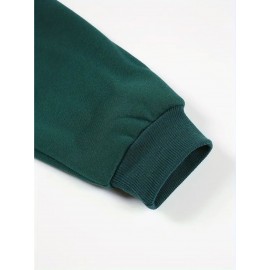 Women'S Casual Sports Fashion Bear Basketball Pattern Crew Neck Sweatshirt Set with Knit Fabric, 100% Polyester Material, Fall/Winter Season, Slight Stretch Fabric, Solid Color Pants - Athletic Loungewear Outfits