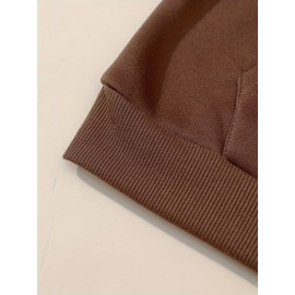 Plus Size Cozy Chic Letter Print Drawstring Hoodie - Soft Warm Fleece Lined Long Sleeve Sweatshirt with Relaxed Fit for Fall & Winter - Women's Comfortable Casual Wear for Everyday