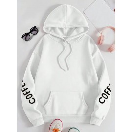 [Women's Oversized Hoodie] Women's Oversized Hoodie with Coffee Lover Graphic Print - Soft Casual Long Sleeve Pullover, Front Pockets, Machine Washable, All-Season Comfort for Casual Attire, Cute Hoodies