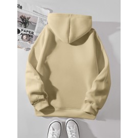 Calvin s Plus Size Oversized Hooded Sweatshirt - Light Grey with Black Letter 'C' & Golden Stripes Print, Cozy Fleece Pullover with Pockets, Women's Autumn Winter Casual Clothing, Autumn Winter Apparel, Comfortable Sweatshirt