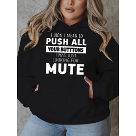 [Plus Size Sweatshirt] Plus Size Women's Casual Sweatshirt | Autumn and Winter Long-Sleeved Pullover with Pockets | Mute S Printed Round Neck