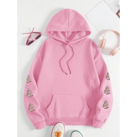 Winter Warmth | Women's Plus Size Christmas Tree Print Hoodie - Cozy Long Sleeve Pullover with Pockets, Festive 