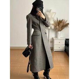 [Double Row Button Windbreaker Jacket] Temperament Double Row Button Long Windbreaker Jacket