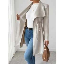 Women'S Stylish Beige Faux Fur Jacket with Long Sleeves - Casual, Elegant, and Versatile for Spring and Fall, Casual Outerwear | Elegant Casualwear | Faux Fur Jacket