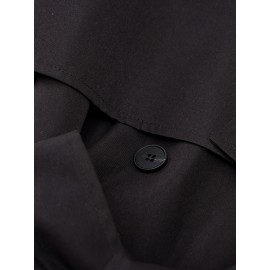 Elegant Beige & Black Color Block Trench Coat with Lapel Collar - Long Sleeve, Mid-Length, Button-Up Outerwear for Women, Perfect for Fall 2025, Stylish Commuter Wear | Chic Lapel Collar | Structured Design