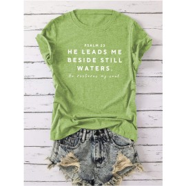 Women's Turquoise Christian Faith T-Shirt with Psalm 23 